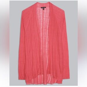 EILEEN FISHER Peony Variegated Linen Silk Angled Cardigan Lightweight Popover
